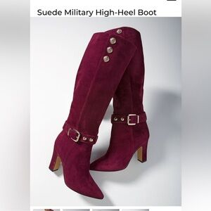 White House Black Market Burgundy Heeled Boots Sz 6.5 NWT